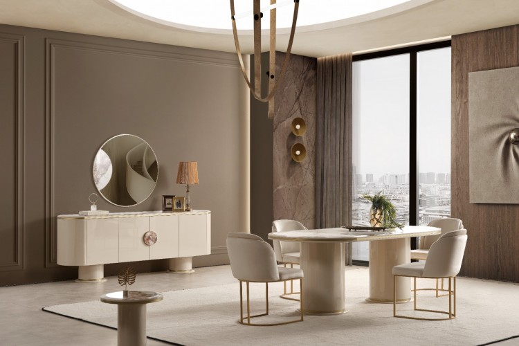 Cartier Krem Yemek Odası Takımı